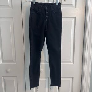 MOTHER The Pixie Ankle Fray Black Jeans -25